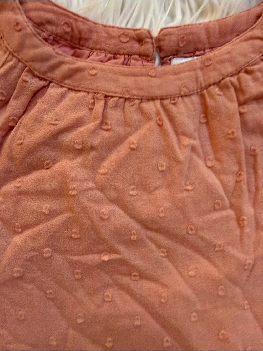 Old Navy Girls' Rose Pink Swiss Dot Ruffle Hem Dress Top